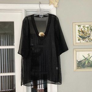 Mud Pie Black Sheer  Mesh Sexy  Swim suit Cover Up Medium